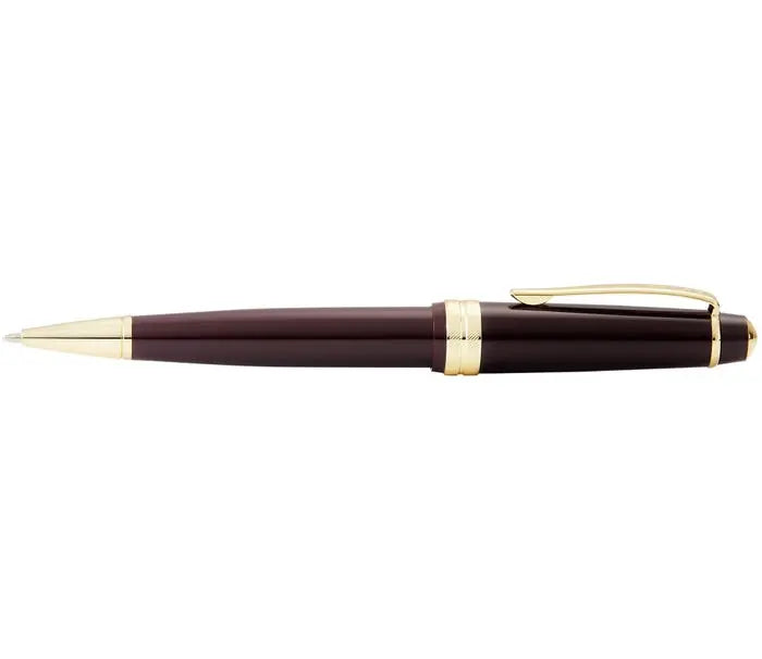 Bailey Light Polished Burgundy Resin and Gold Tone Ballpoint Pen - crosspenmall.com