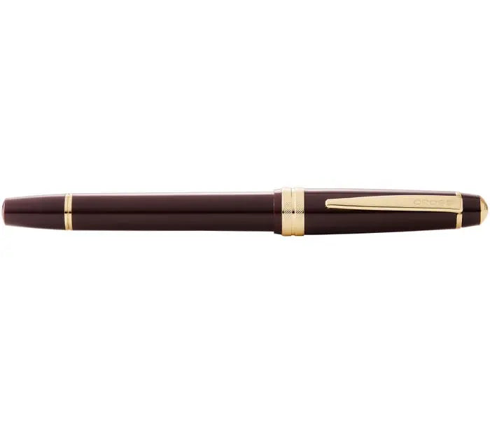 Bailey Light Polished Burgundy Resin and Gold Tone Fountain Pen - crosspenmall.com