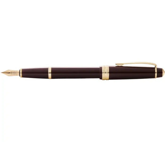 Bailey Light Polished Burgundy Resin and Gold Tone Fountain Pen - crosspenmall.com