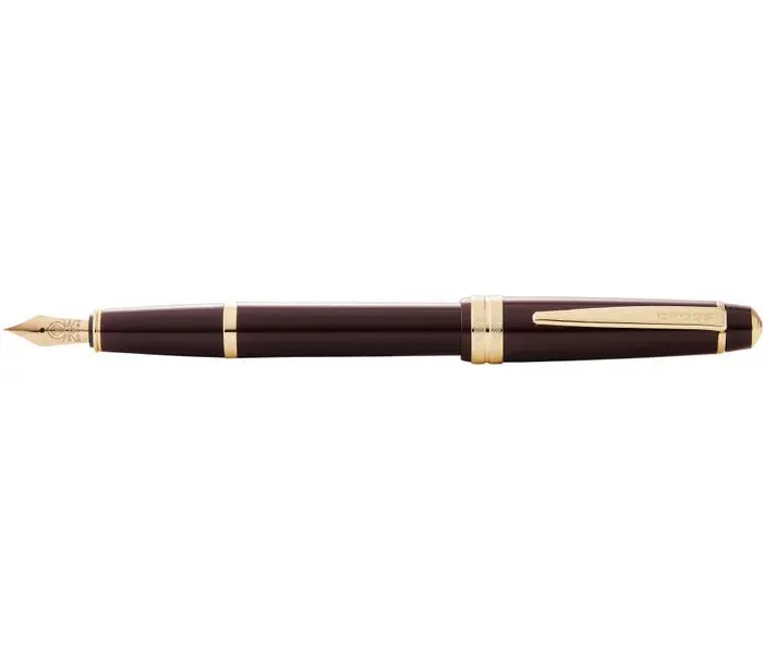 Bailey Light Polished Burgundy Resin and Gold Tone Fountain Pen - crosspenmall.com