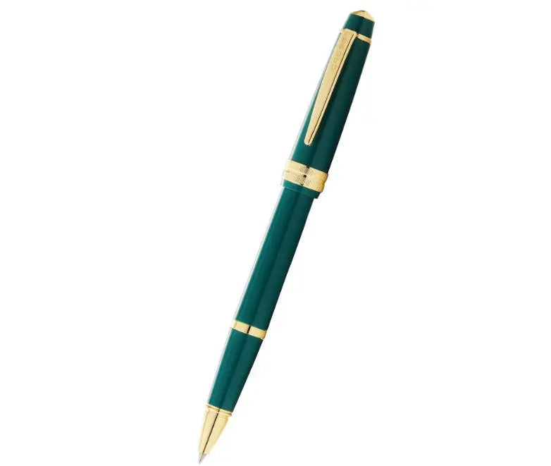 Bailey Light Polished Green Resin and Gold Tone Rollerball Pen Cross