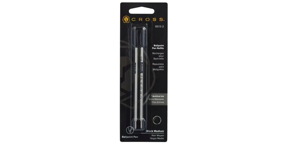 Ballpoint Pen Refill - Black - Medium - Dual Pack - crosspenmall.com