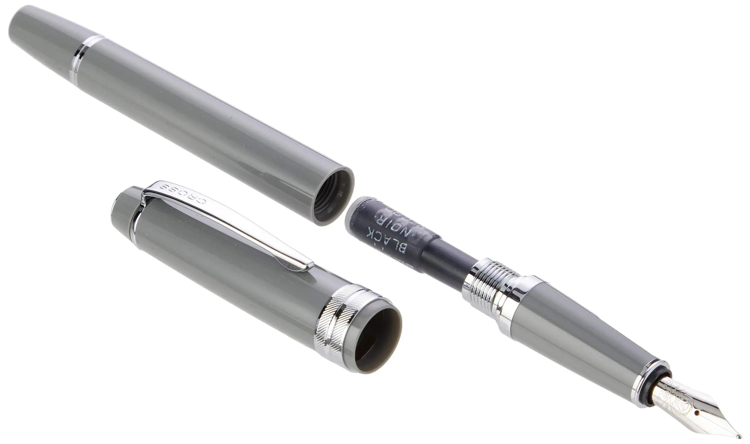 CROSS Bailey Light Polished Resin Refillable Fountain Pen, Medium Nib, Includes Premium Gift Box - Glossy Grey Cross