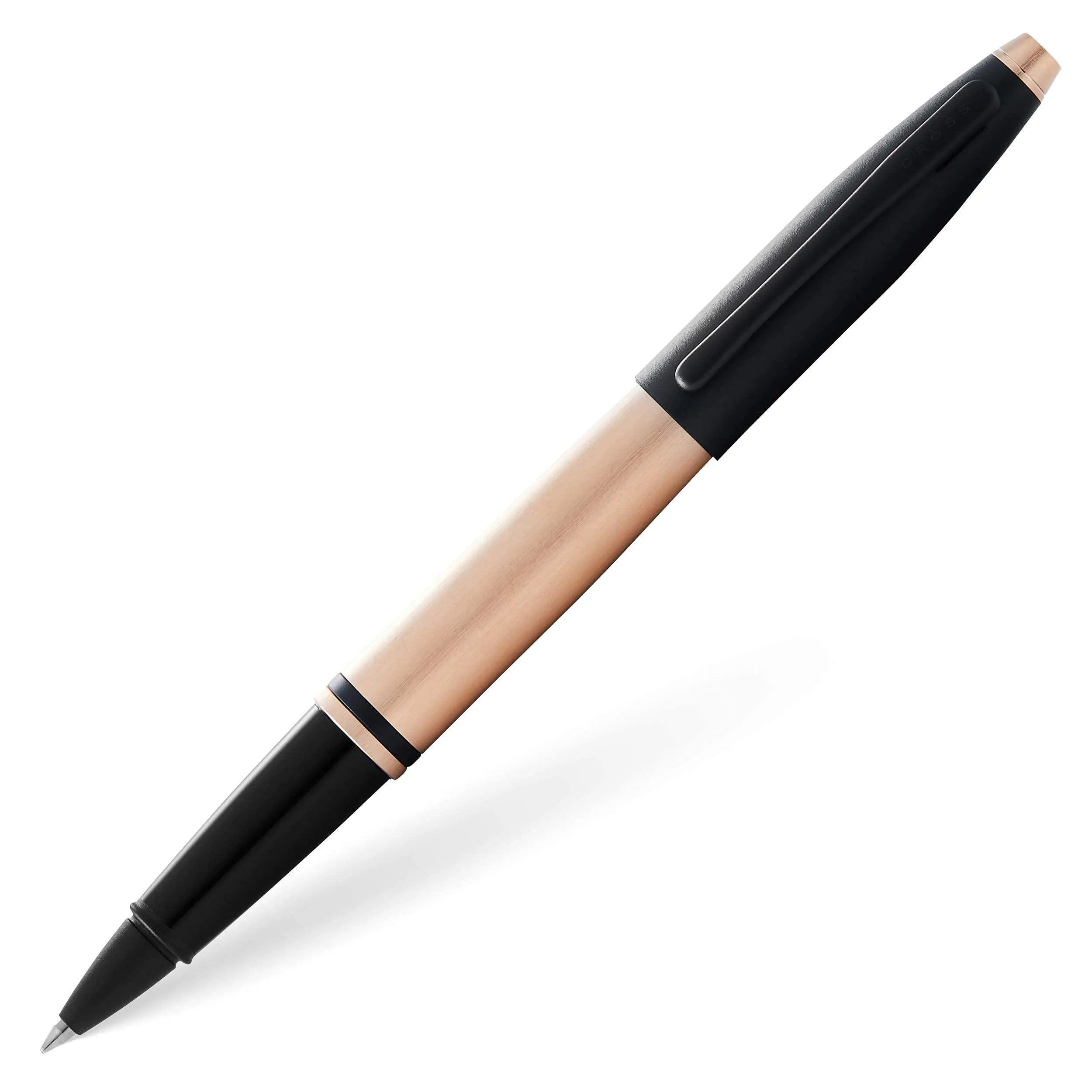 Calais Brushed Rose Gold Plate and Black Lacquer Rollerball Pen Cross