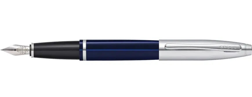 Calais Chrome and Blue Lacquer Fountain Pen Cross