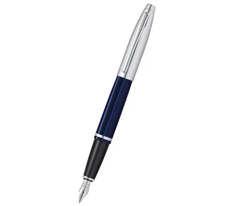 Calais Chrome and Blue Lacquer Fountain Pen Cross