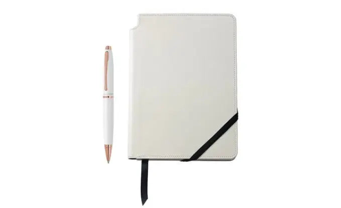 Calais Pearlescent White Lacquer Ballpoint and White Journal Gift Set Cross