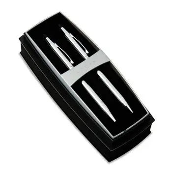 Classic Century Ballpoint Pen & Pencil Set, Chrome/Black Accent by A.T. CROSS (Catalog Category: Paper, Pens & Desk Supplies / Pens) Cross