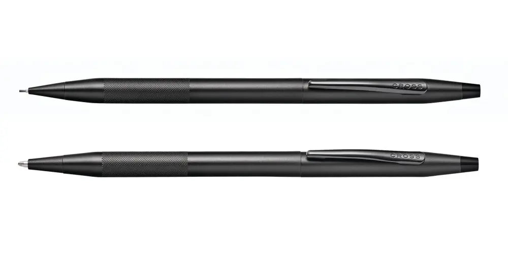 Classic Century Black Pen and Pencil Set with Micro-knurl Detail Cross