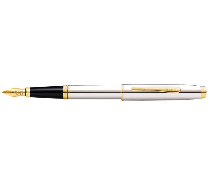 Coventry Polished Chrome with Gold-Tone Fine Nib Fountain Pen - crosspenmall.com