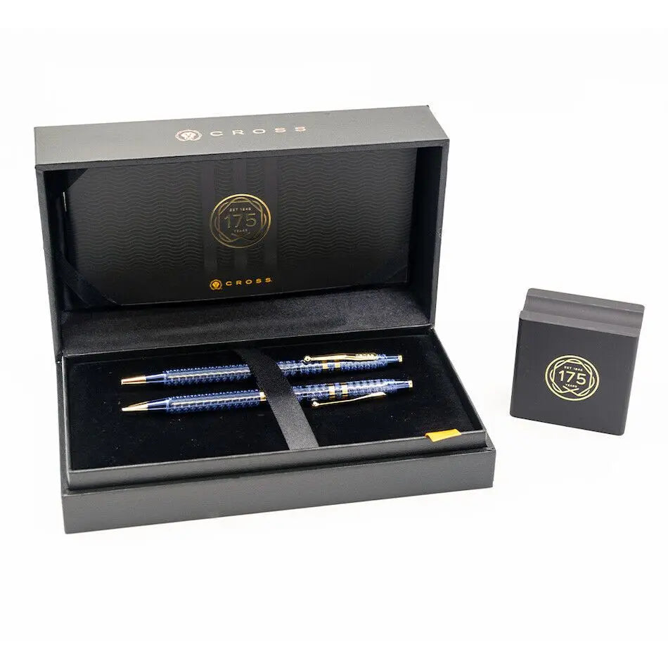 Cross 175th Anniversary Collection Classic Century Blue and 23kt Gold Ballpoint Pen and Pencil Gift Set Cross