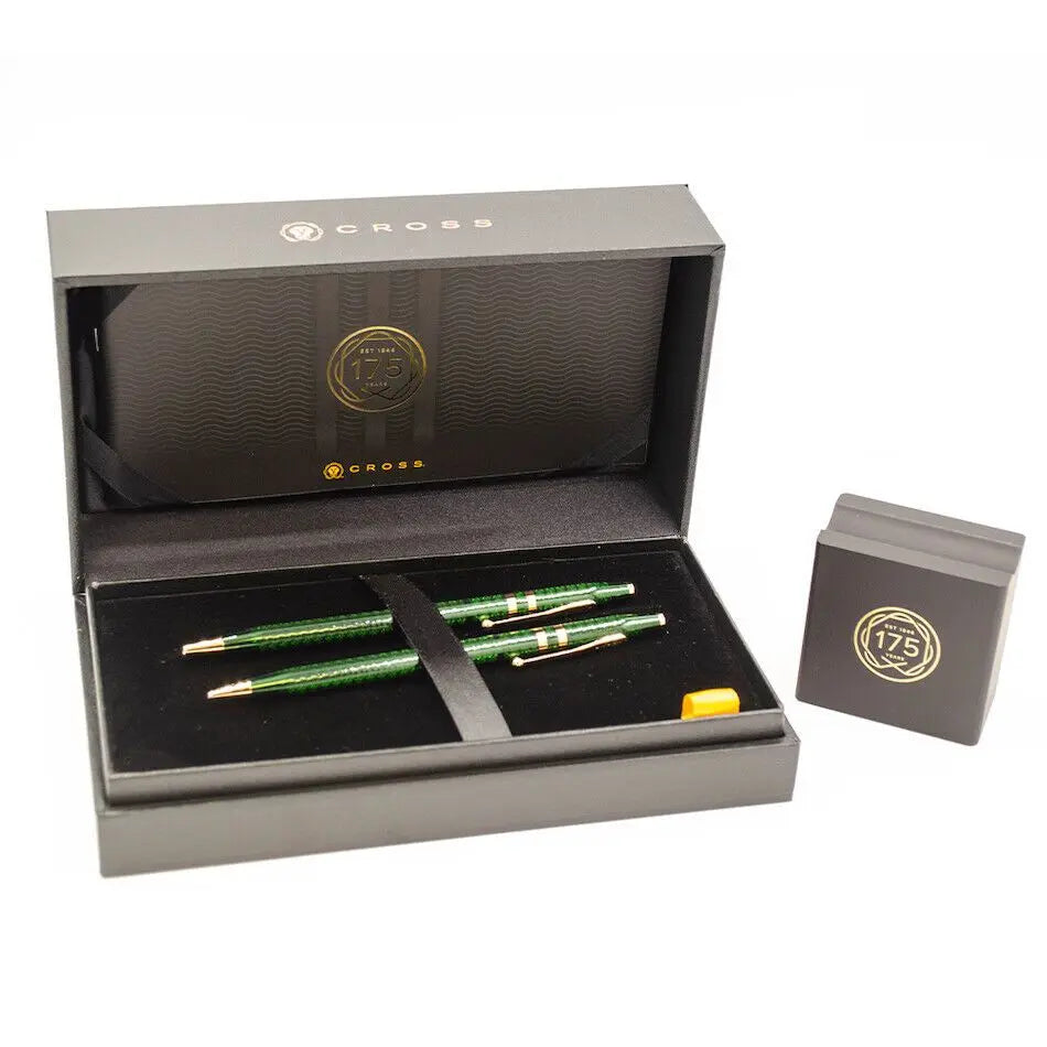 Cross 175th Anniversary Collection Classic Century Green and 23kt Gold Ballpoint Pen and Pencil Gift Set Cross