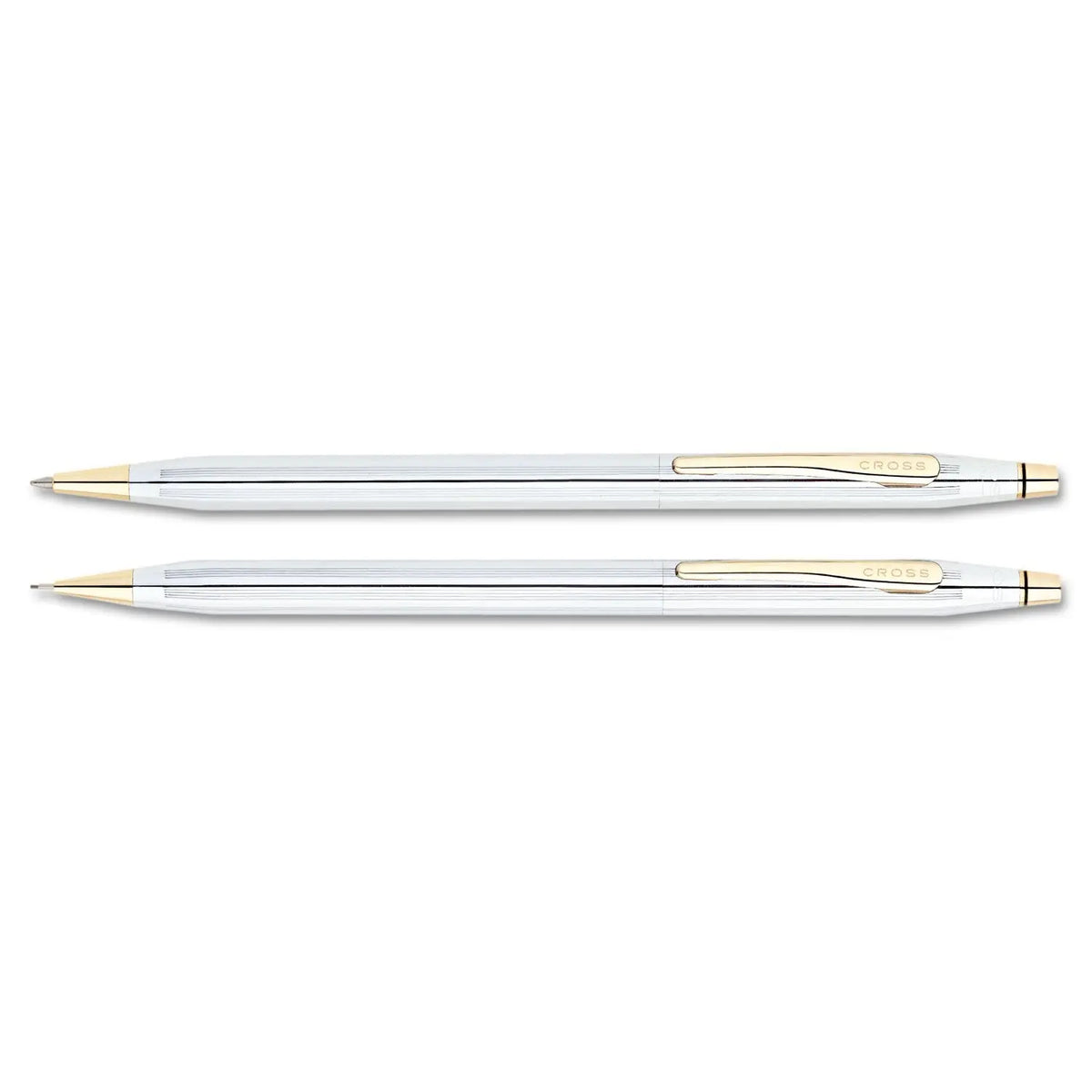 Cross 330105 Classic Century Ballpoint Pen & Pencil Set, Chrome/23kt. Gold Plate cross