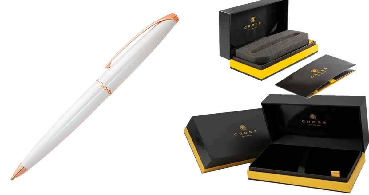 Cross ATX Limited Collection Ballpoint Pen, Pearlescent White and Rose Gold cross