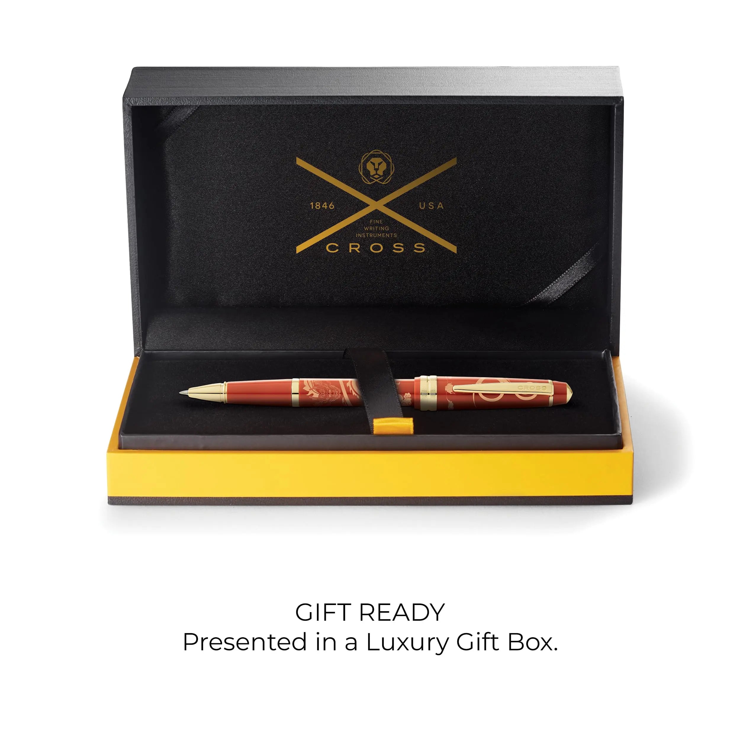 Cross Bailey Light 2024 Year of the Dragon Polished Amber Resin and Gold Tone Rollerball Pen with Pad Printing Cross