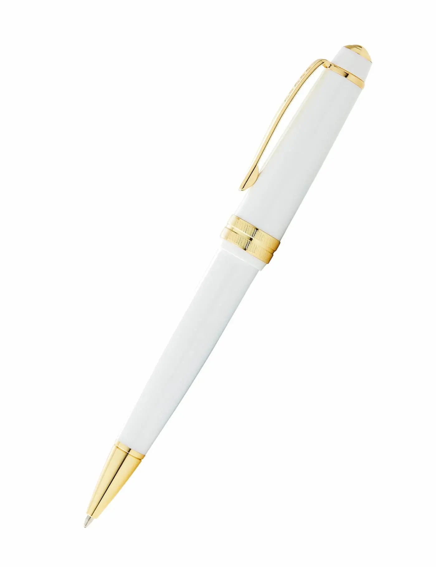 Cross Bailey Light Polished White Resin and Gold Tone Ballpoint Pen - crosspenmall.com