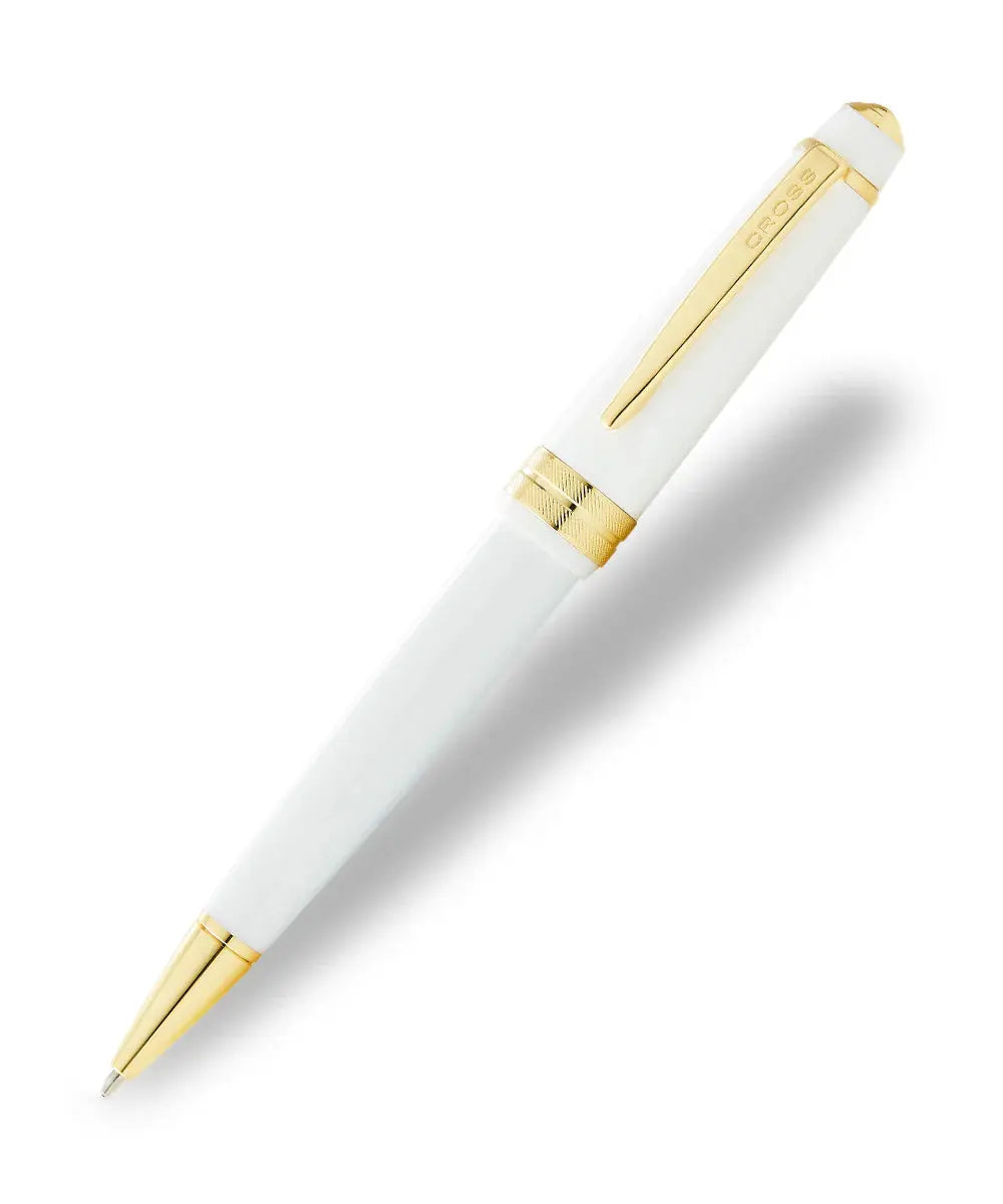 Cross Bailey Light Polished White Resin and Gold Tone Ballpoint Pen - crosspenmall.com