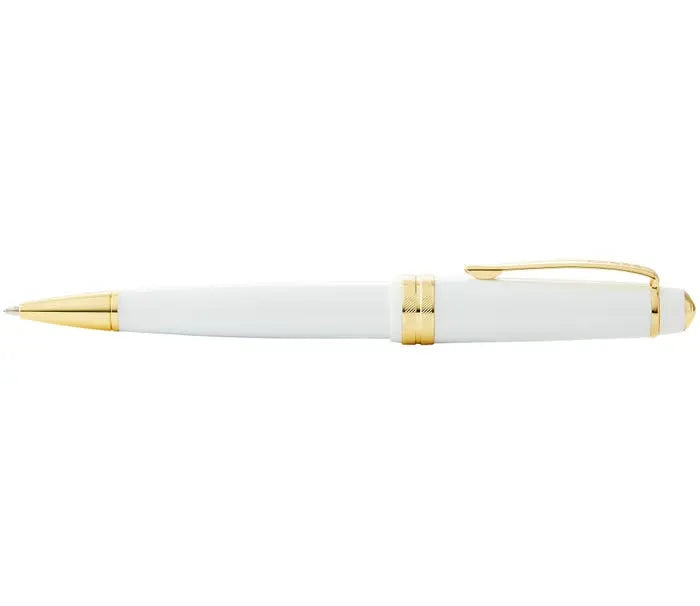 Cross Bailey Light Polished White Resin and Gold Tone Ballpoint Pen - crosspenmall.com