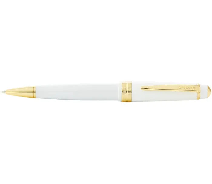 Cross Bailey Light Polished White Resin and Gold Tone Ballpoint Pen - crosspenmall.com