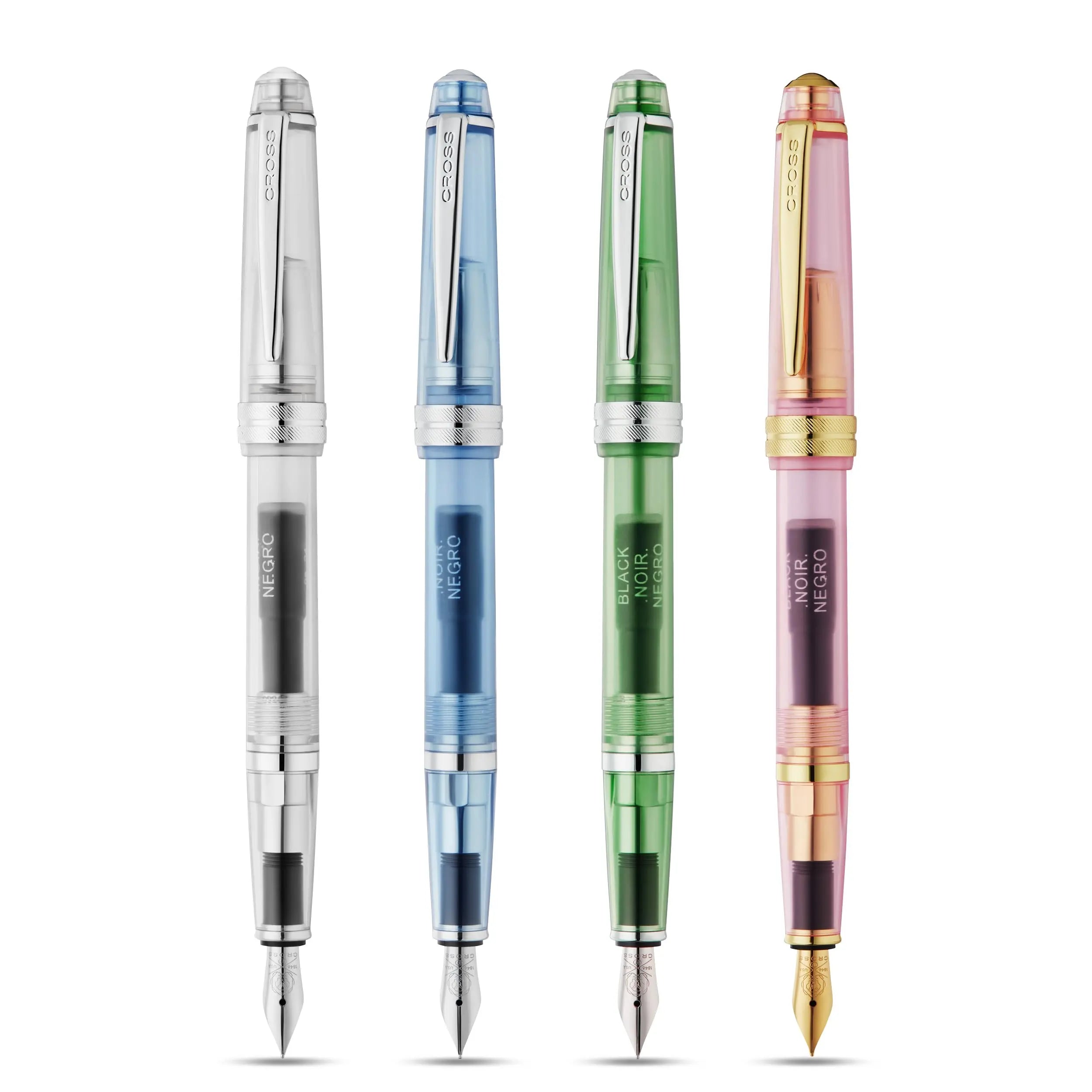 Cross Bailey Light Translucent Fountain Pen (XF Stainless Steel Nib + Black Ink Cartridge 8921, Premium Gift Packaging) Translucent Navy/Chrome Cross