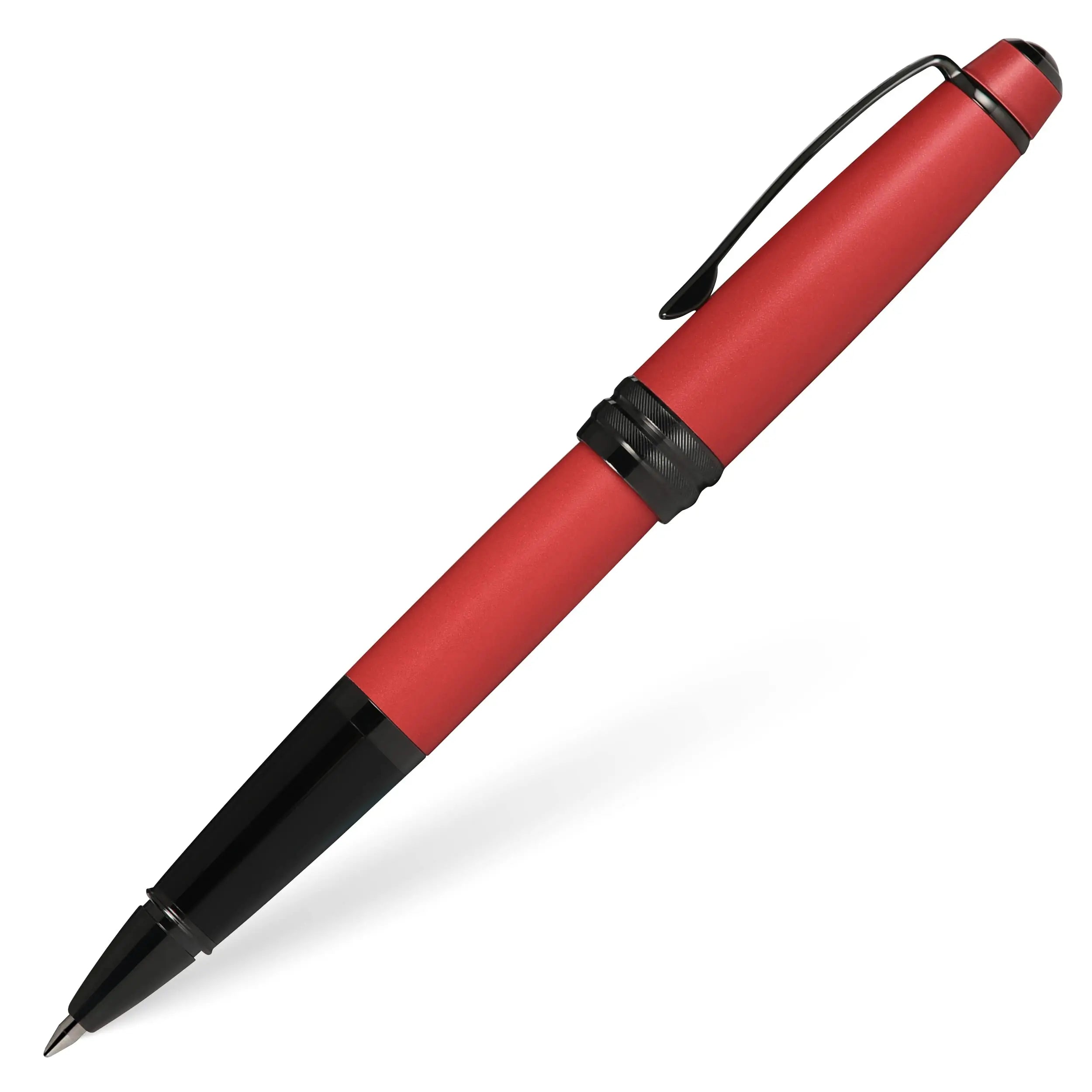 Cross Bailey Matte Red Lacquer Rolling Ball Pen with polished black PVD appointments Cross