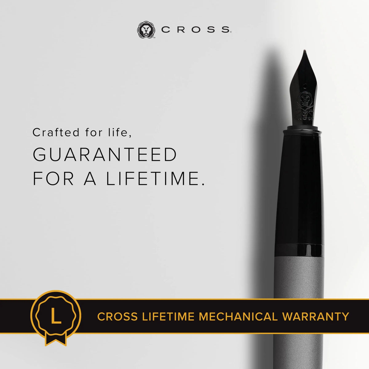 Cross Bailey Refillable Fountain Presented in a Premium Gift Box - Medium Point, Black Ink, Matte Gray cross