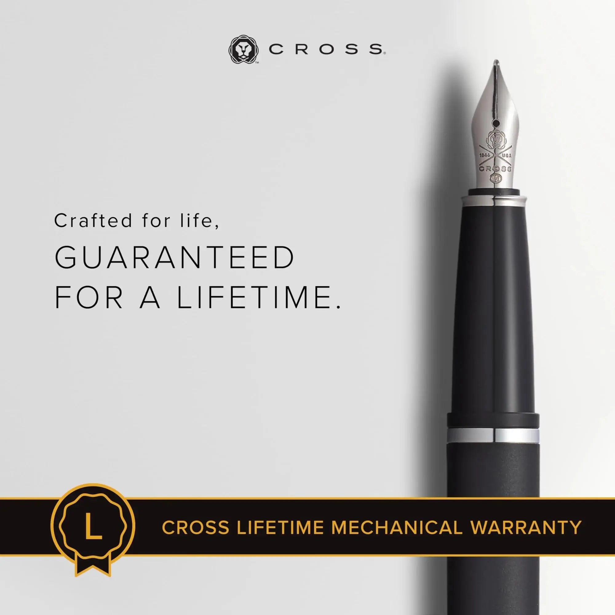 Cross Calais Fountain Pen, Medium Stainless Nib, Matte Black Cross