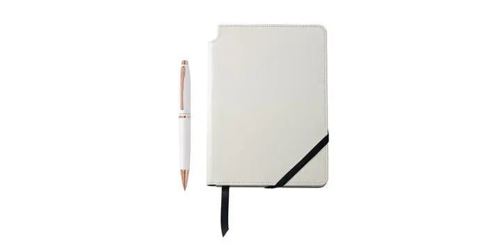 Cross Calais Pearlescent White Lacquer Ballpoint and White Journal Gift Set Cross