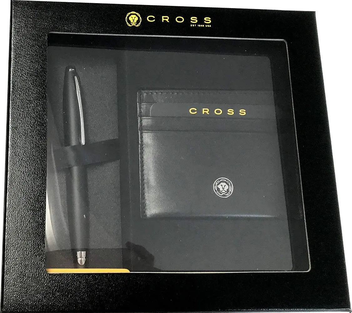 Cross Calais Pen & Leather Card Case Gift Set AT0112-14/2 - Matte Black Calais Pen & Leather Card Case Gift Set Cross