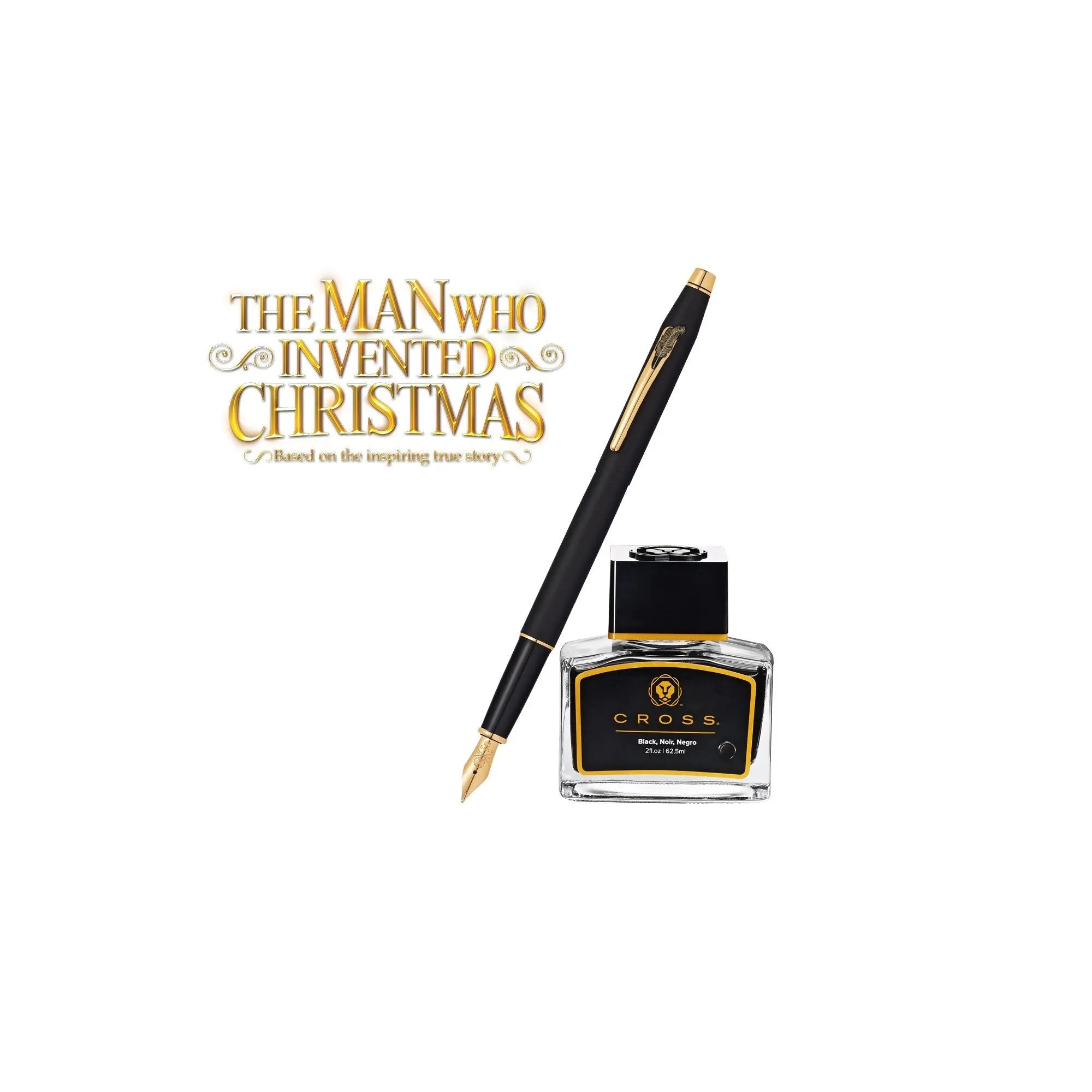 Cross Century Classic Special Edition 23KT Gold-Plated Fountain Pen and Ink Bottle Gift Set | Inspired by “The Man Who Invented Christmas” Major Motion Picture Cross
