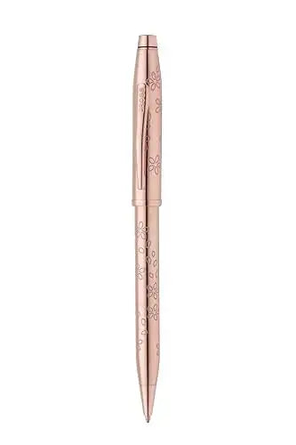 Cross Century II Cherry Blossom Rose Gold Ballpoint Pen with Polished Rose Gold Plated Trim Cross