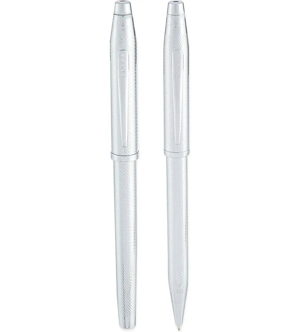 Cross Century II Collection Gift Set, Engraved Chrome Fountain Pen, Medium Steel Nib & Ballpoint Pen(AT0087WG-97MS) Cross