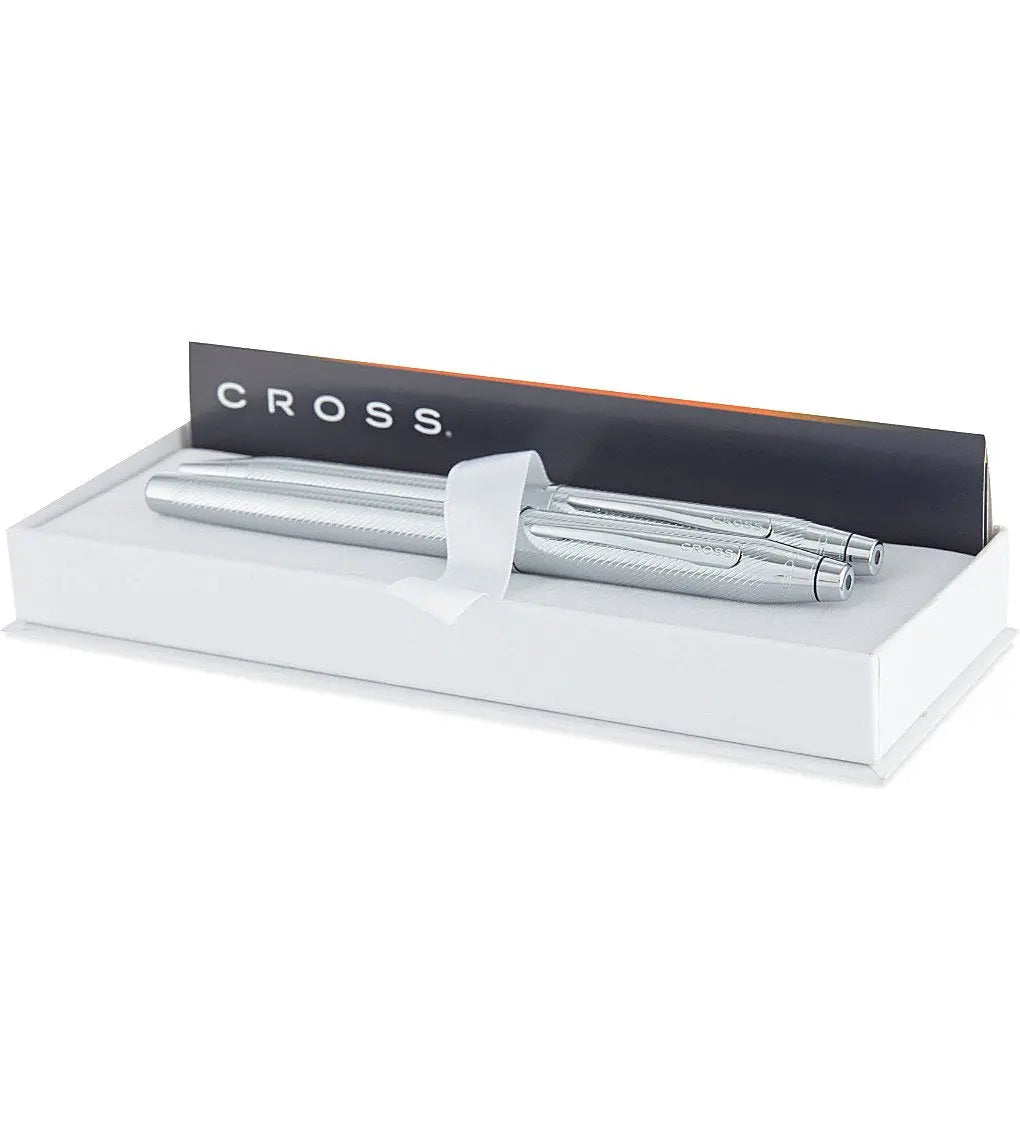 Cross Century II Collection Gift Set, Engraved Chrome Fountain Pen, Medium Steel Nib & Ballpoint Pen(AT0087WG-97MS) Cross