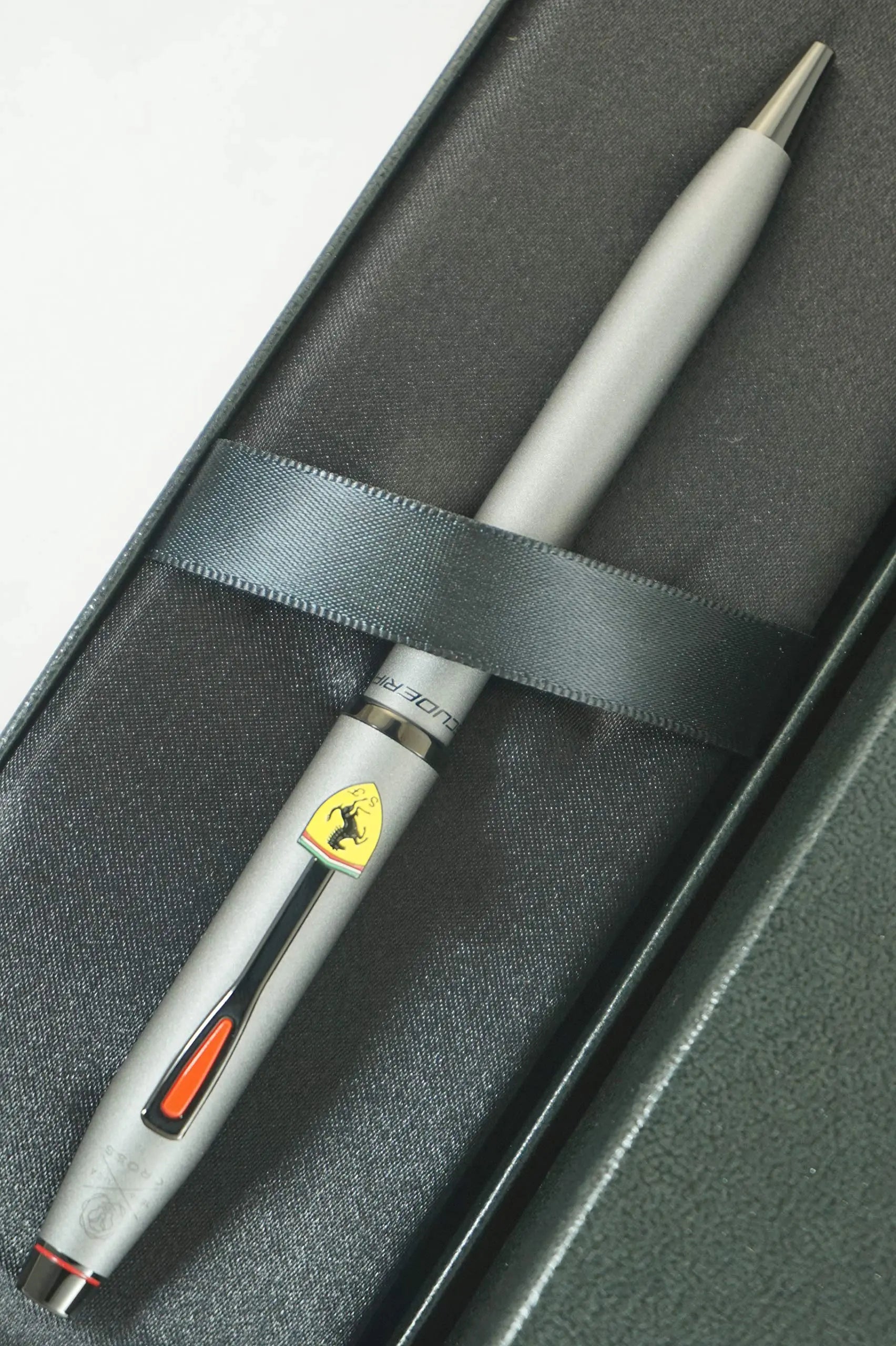 Cross Century II Limited Collection for Scuderia ferrari .Titanium Gray satin lacquer finish with polished black pvd appointments and perforated clip modeled after the nose & cockpit of their racecar - crosspenmall.com