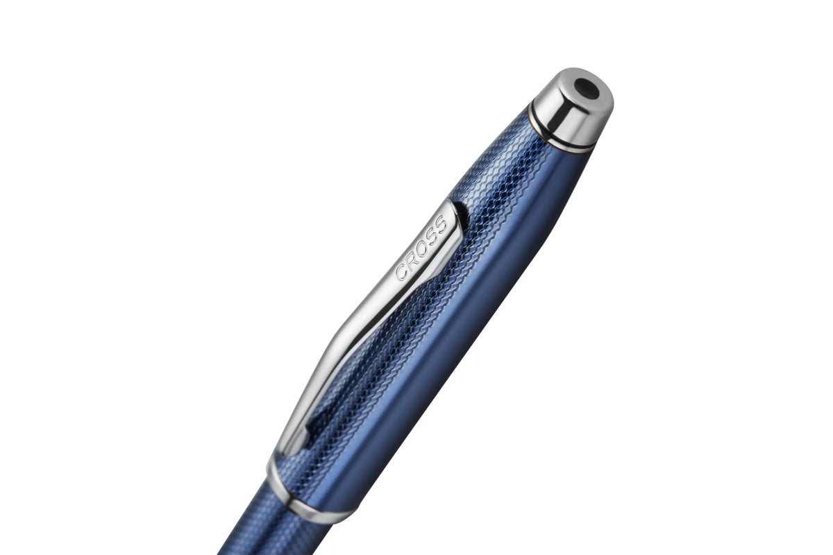 Cross Century II Polished Translucent Cobalt Blue Sandblasted Engraved Diamond Pattern Surface Ballpoint Pen - Professional Pen - Smooth Writing - Comfortable Grip, Engraveable panel, Luxury gift box. cross