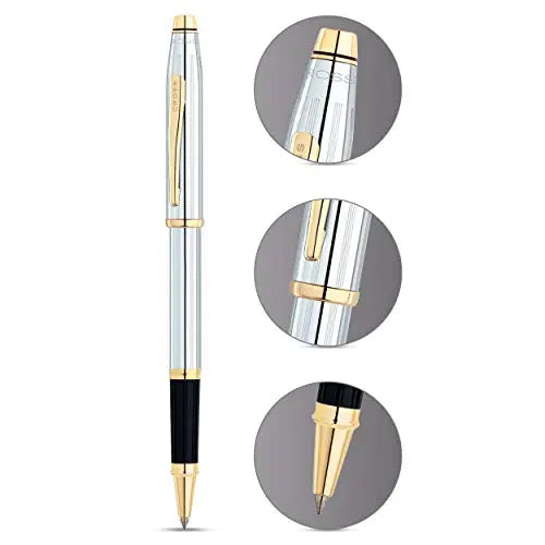 Cross Century II Refillable Gel Ink Rollerball Pen, Medium Rollerball, Includes Luxury Gift Box - Medalist Chrome Cross