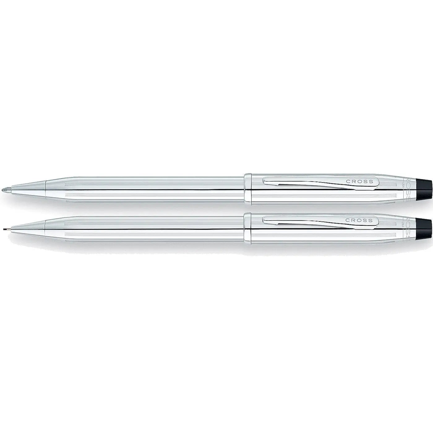 Cross Century II Refillable Medium Ballpoint Pen and 0.7mm Pencil Set, Includes Gift Box - Lustrous Chrome - crosspenmall.com