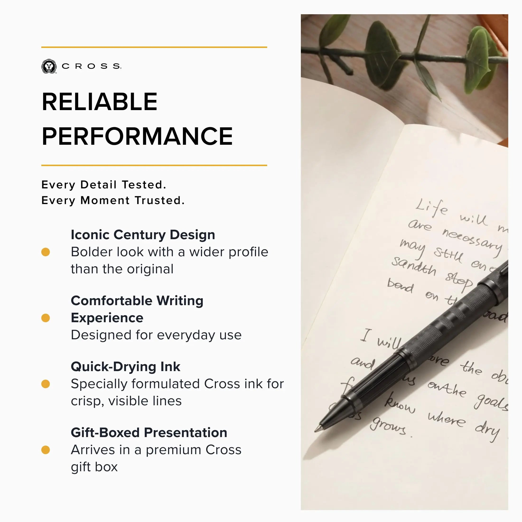 Cross Century II Rollerball Pen - Professional Pen for Everyday Use - Smooth Writing - Comfortable Grip - Black Ink - Durable Construction Cross