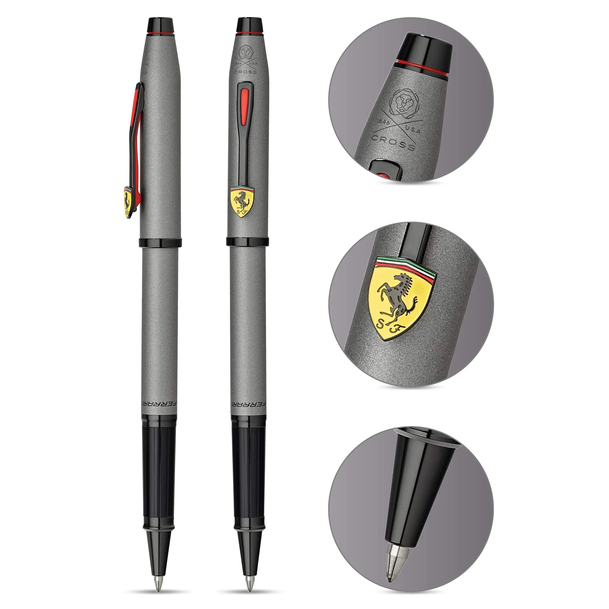 Cross Century II Scuderia Ferrari Rollerball Pen, Includes Luxury Gift Box - Titanium Grey Satin Lacquer Cross