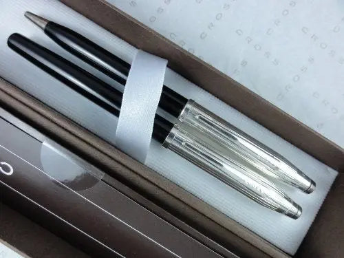 Cross Century II Sterling Silver and Black Lacquer Tuxedo Gel ink Rollerball Pen and Pencil Set crosspenmall.com
