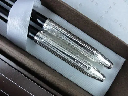 Cross Century II Sterling Silver and Black Lacquer Tuxedo Gel ink Rollerball Pen and Pencil Set crosspenmall.com