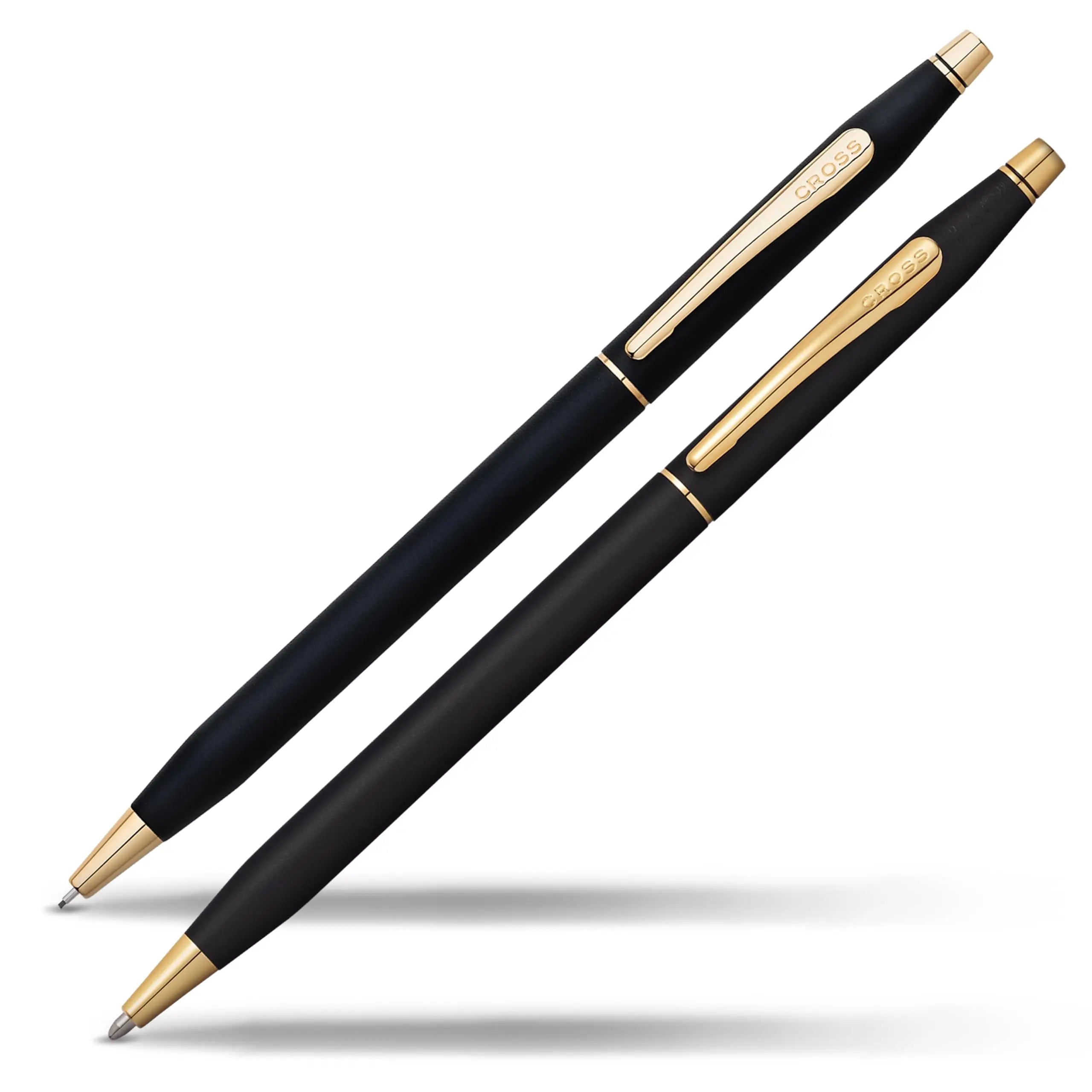 Cross Century, Black, Ballpoint Pen and 0.7mm Pencil Set, with 23 Karat Gold Plated Appointments (250105WG) Cross