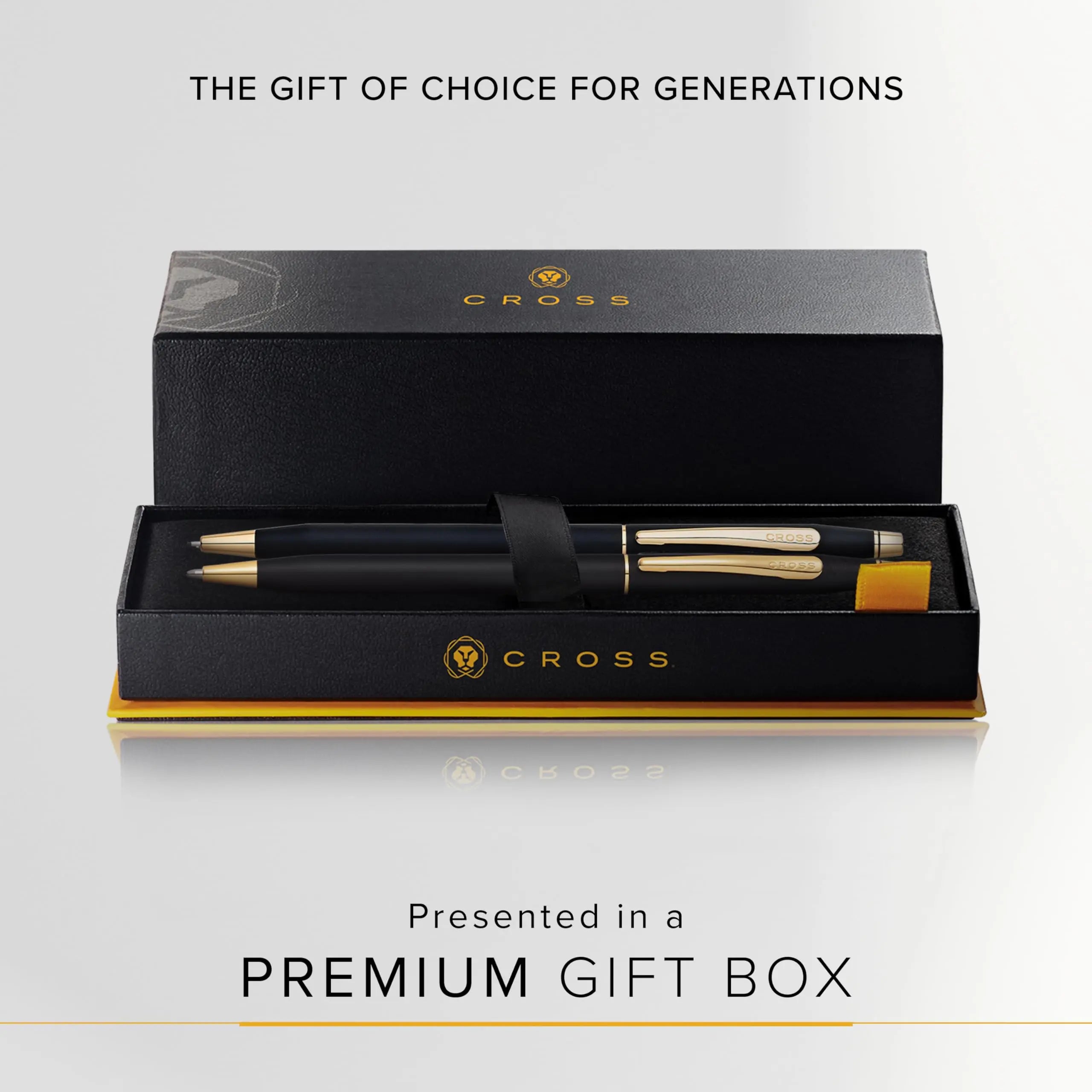 Cross Century, Black, Ballpoint Pen and 0.7mm Pencil Set, with 23 Karat Gold Plated Appointments (250105WG) Cross