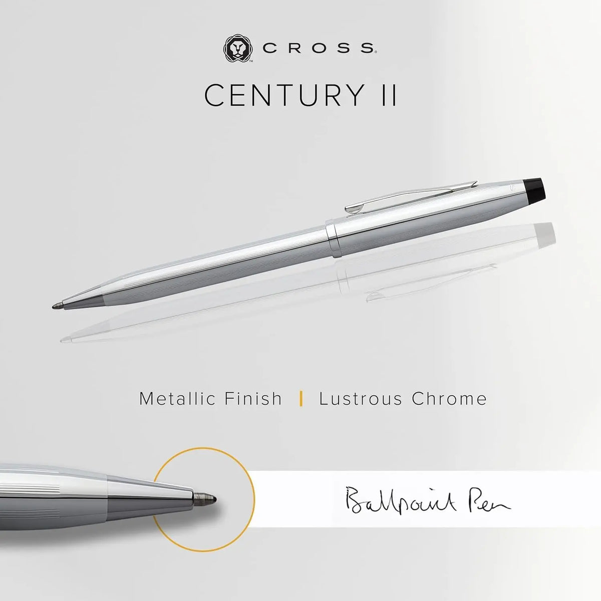 Cross Century® II Lustrous Chrome with incised Signature Fine lines on Barrel and Polished Chrome Appointments Ballpoint Pen cross