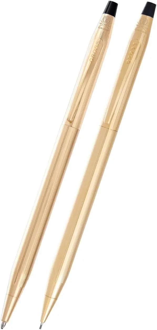 Cross Classic Century Ballpoint Pen and 0.7MM Mechanical Pencil Set, 23KT Gold Plated, Medium Point, Refillable, in corporate gift box cross