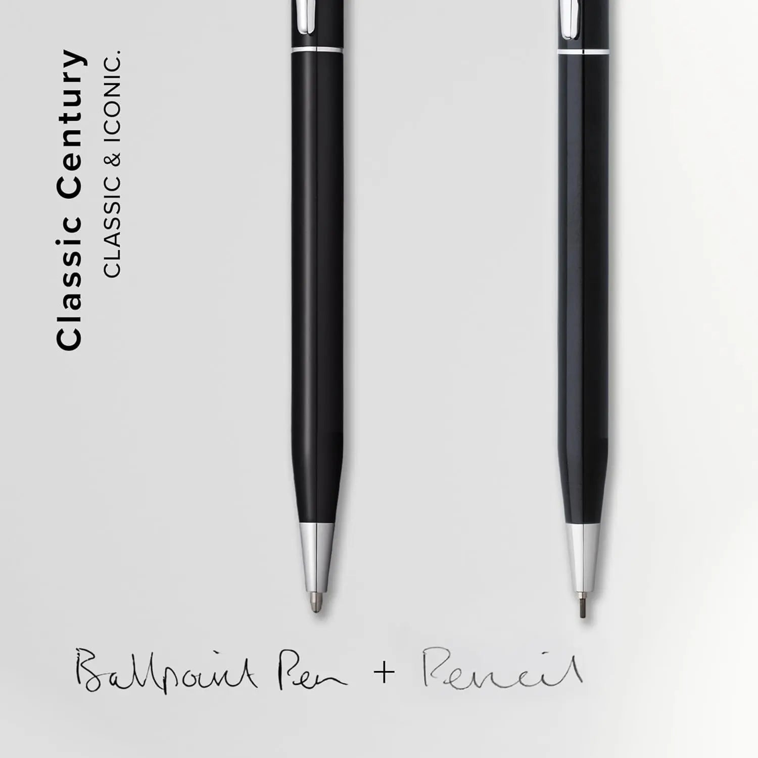 Cross Classic Century Black Lacquer Pen and Pencil Gift Set, 0.7MM Pencil, Medium Point Pen, Black Ink, Luxury Corporate Gift Box Cross