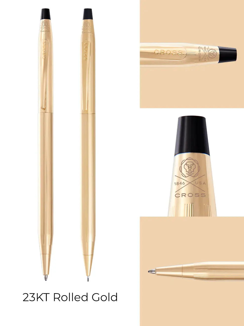 Cross Classic Century Refillable Fine Ballpoint Pen and 0.7mm Pencil Set, Includes Premium Gift Box - 10 Carat Gold Filled (Copy) Cross