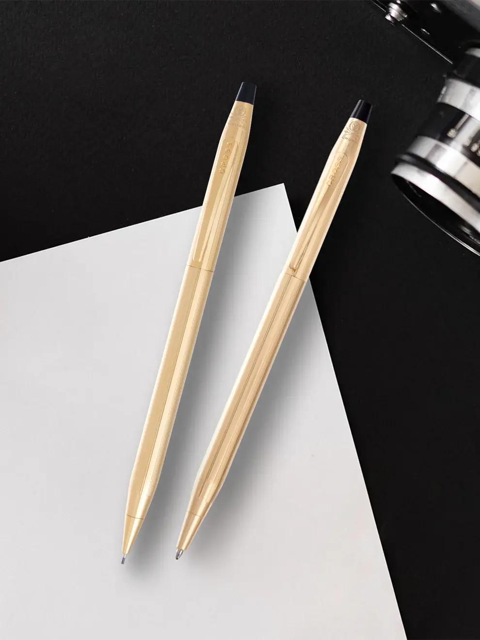 Cross Classic Century Refillable Fine Ballpoint Pen and 0.7mm Pencil Set, Includes Premium Gift Box - 10 Carat Gold Filled (Copy) Cross