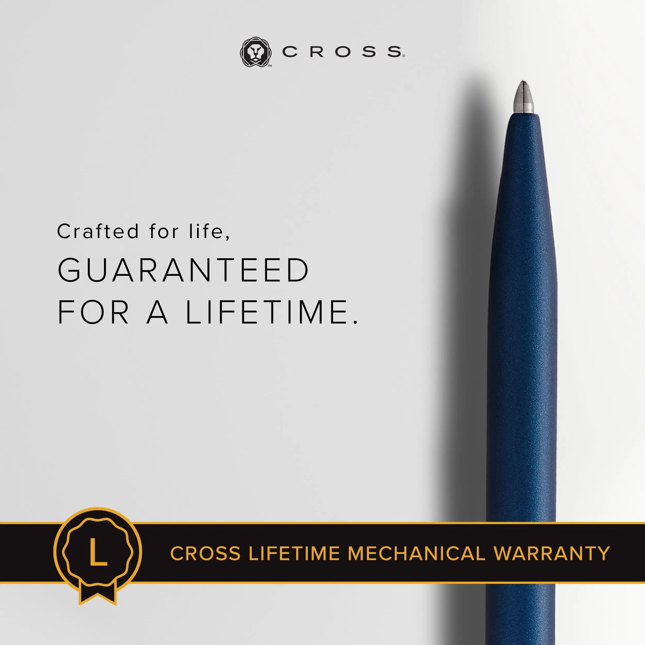 Cross Click Blue Lacquer Ballpoint Pen with Chrome Appointments and Bonus Slim Gel Refill Cross