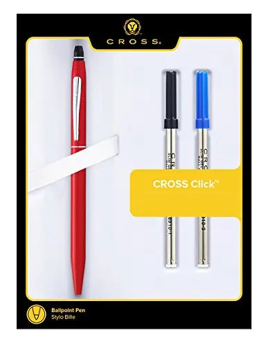 Cross Click Pen Metallic Red with Extra Refills